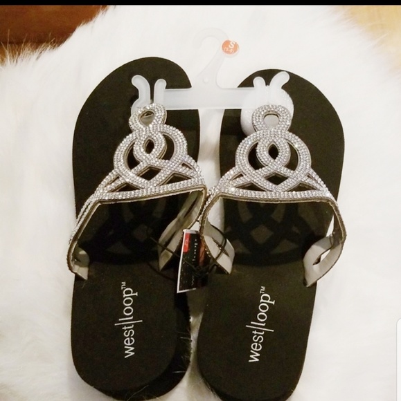 west loop Shoes - NWT Jeweled Flip Flops
